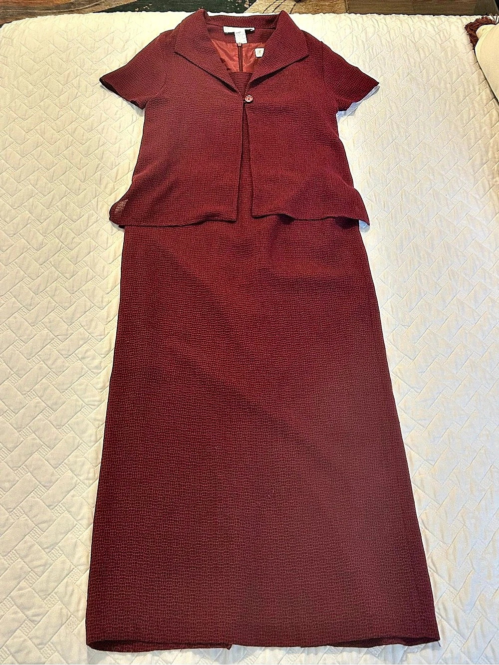 Jessica Howard Textured Maxi Dress Burgundy Size 8